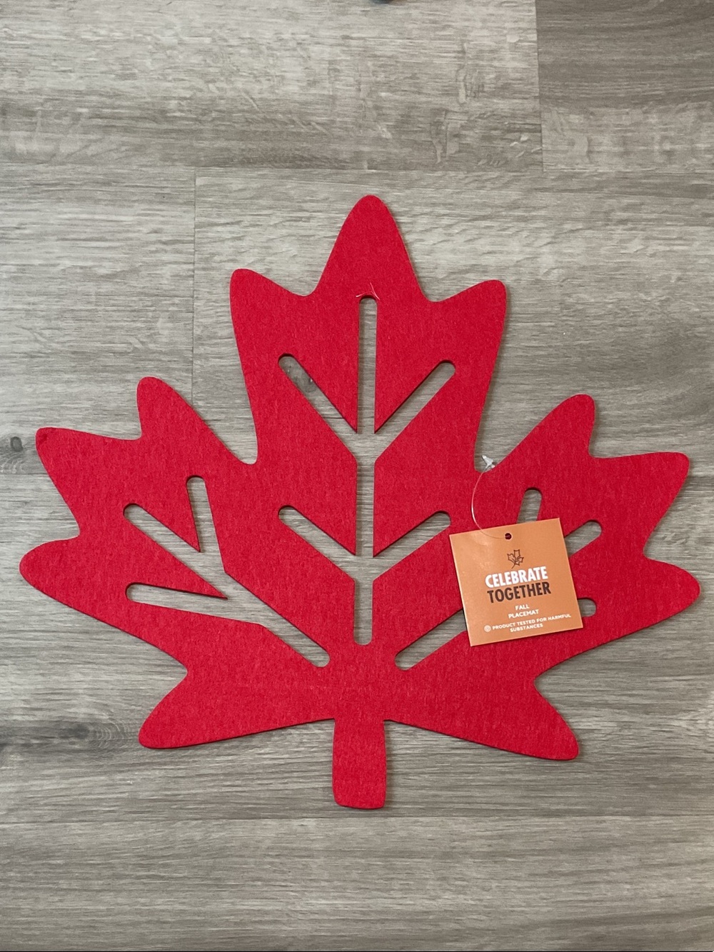 Red Felt Maple Leaf Holiday Placemat - Set of 10